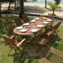 Salon de jardin en teck massif 6 chaises 2 fauteuils modèle Bali et table 180-240 cms 10/12 personnes